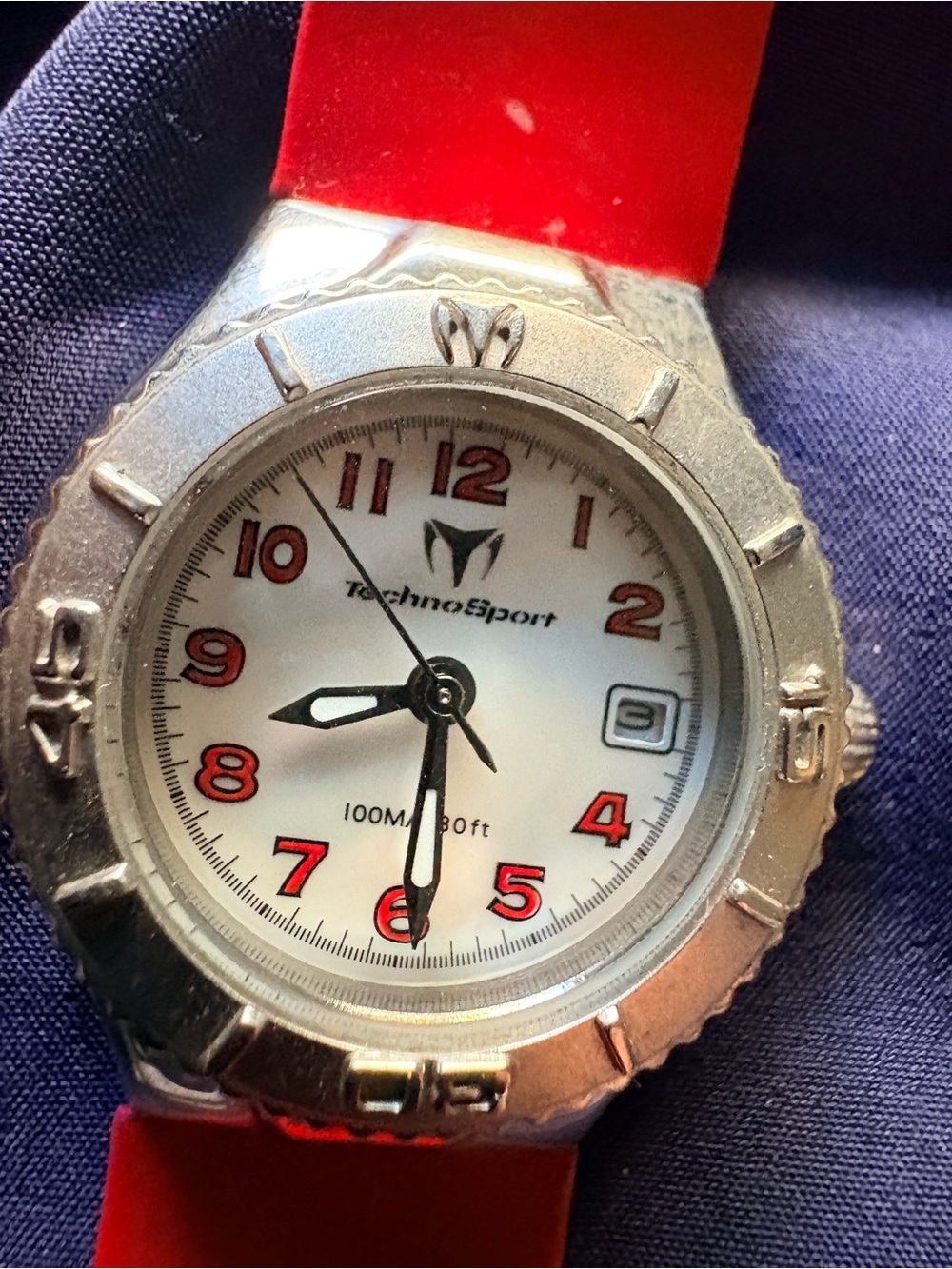 Women's Red Silicone Strap Watch with White Dial